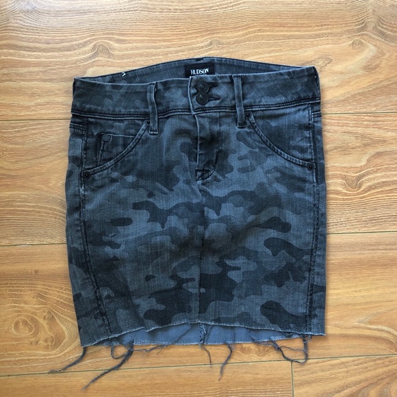 grey camo denim skirt
